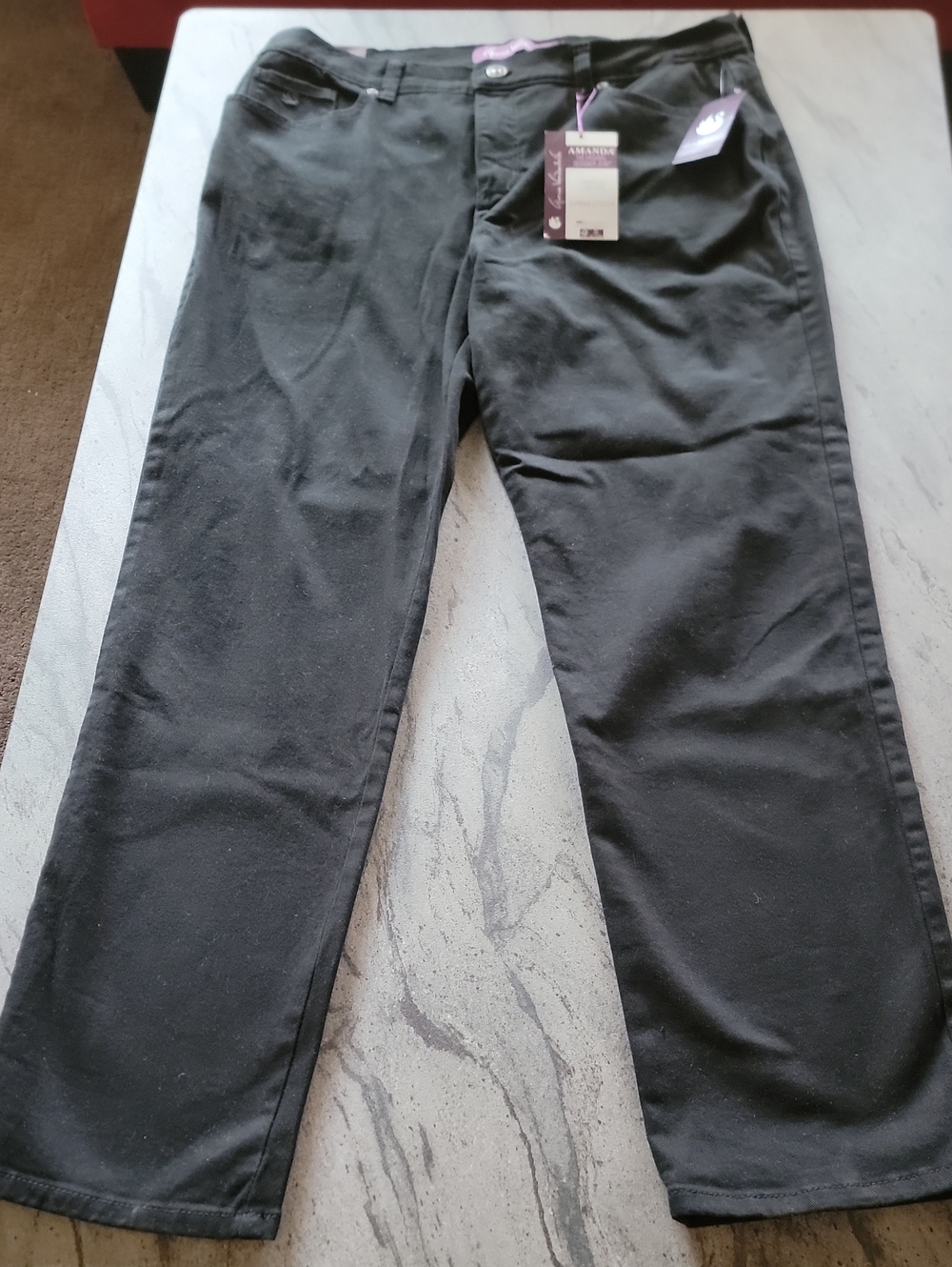GLORIA VANDERBILT Supreme Stretch Tapered Leg Classic Rise Blk Jeans Sz 14S NWT